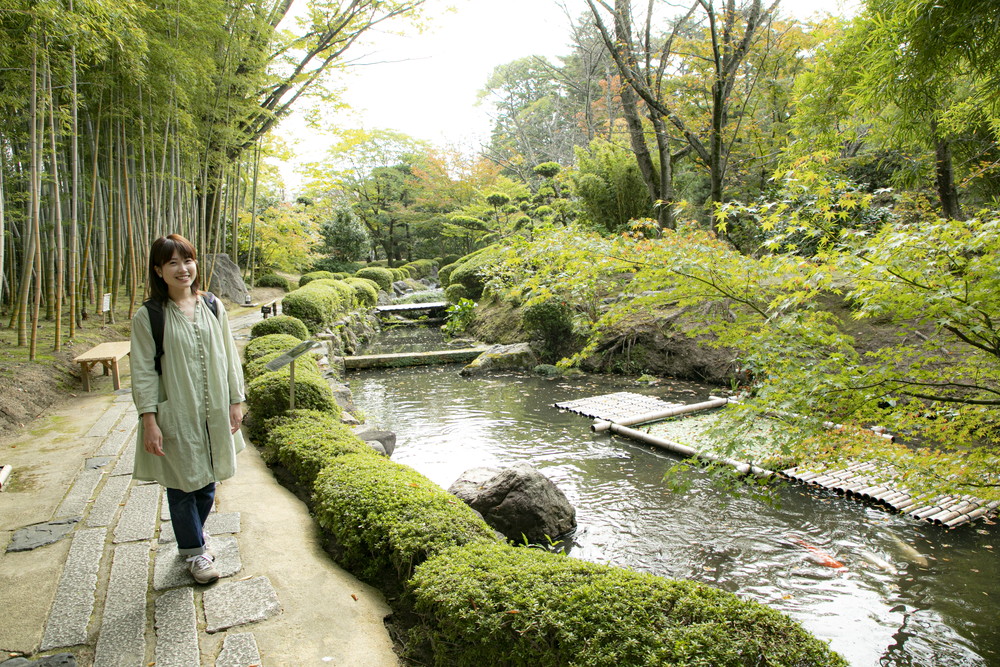 竹林や茶室のある日本庭園で癒されて